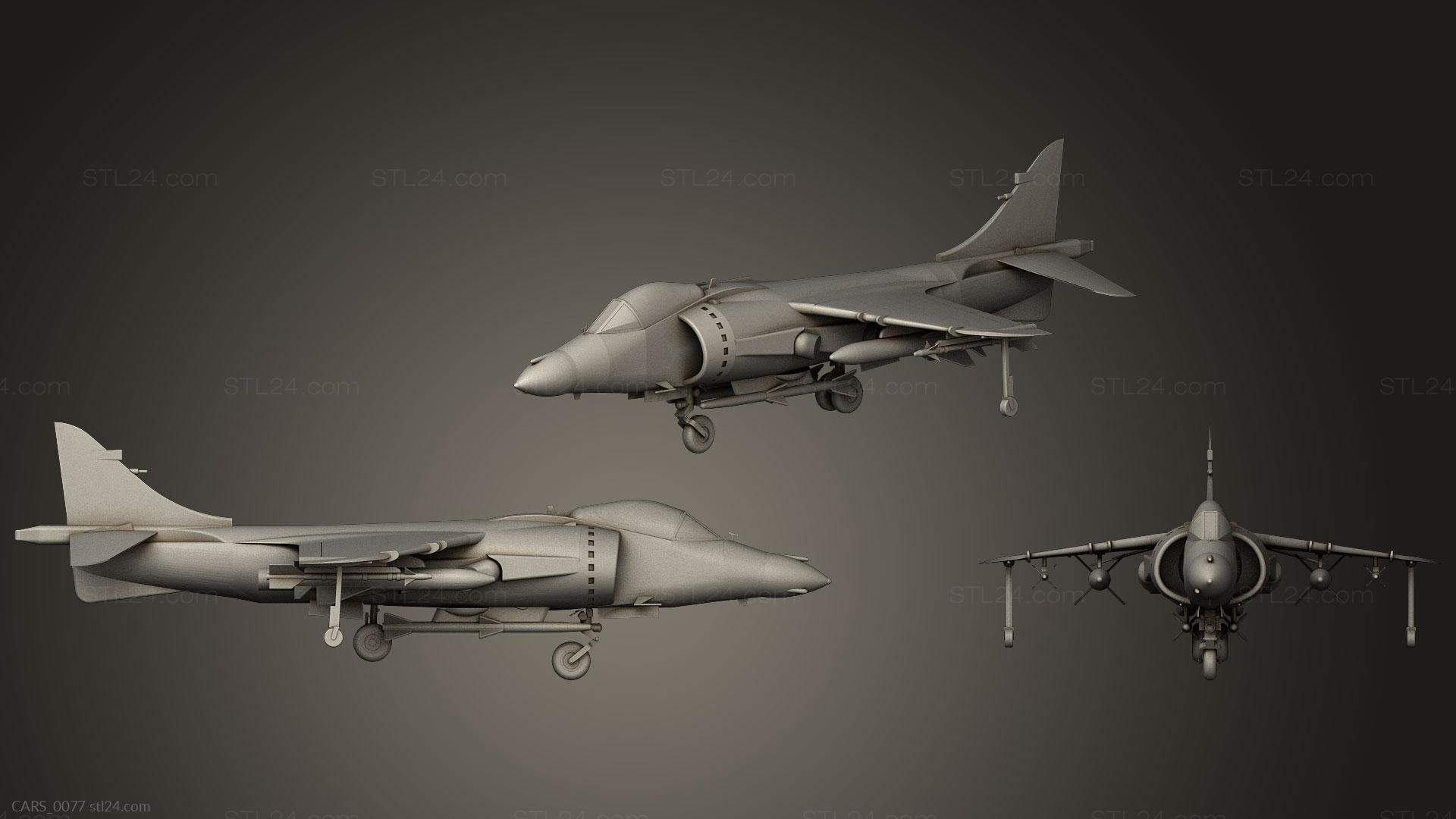 Vehicles - AV 8 B Harrier, CARS_0077. 3D stl model for CNC